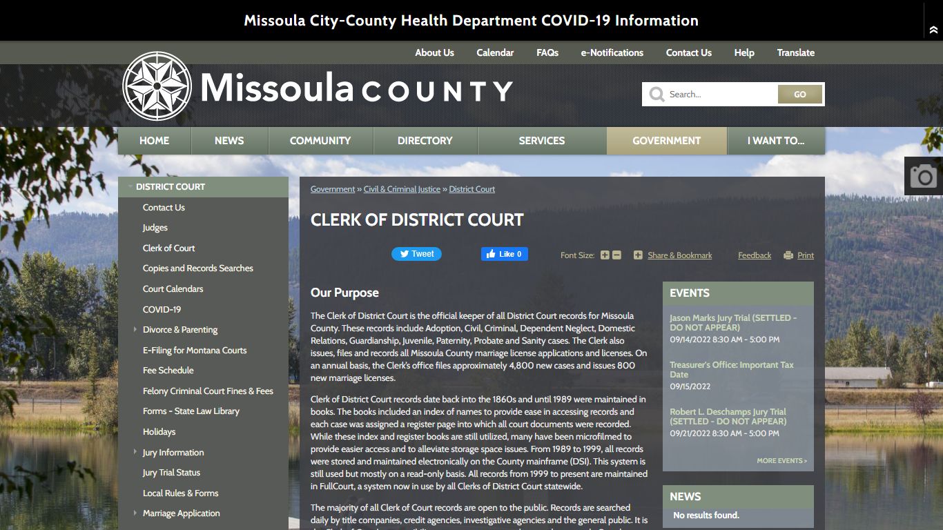 Clerk of District Court | Missoula County, MT