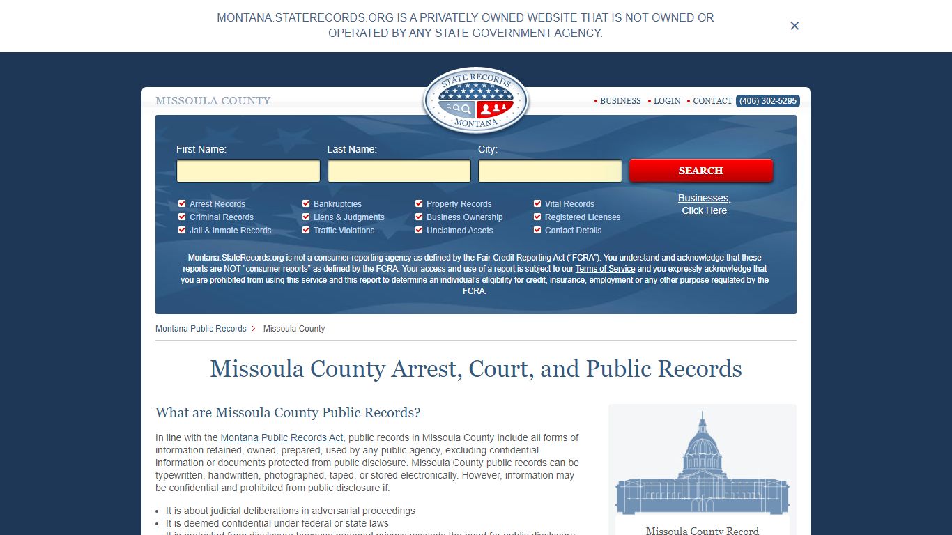 Missoula County Arrest, Court, and Public Records