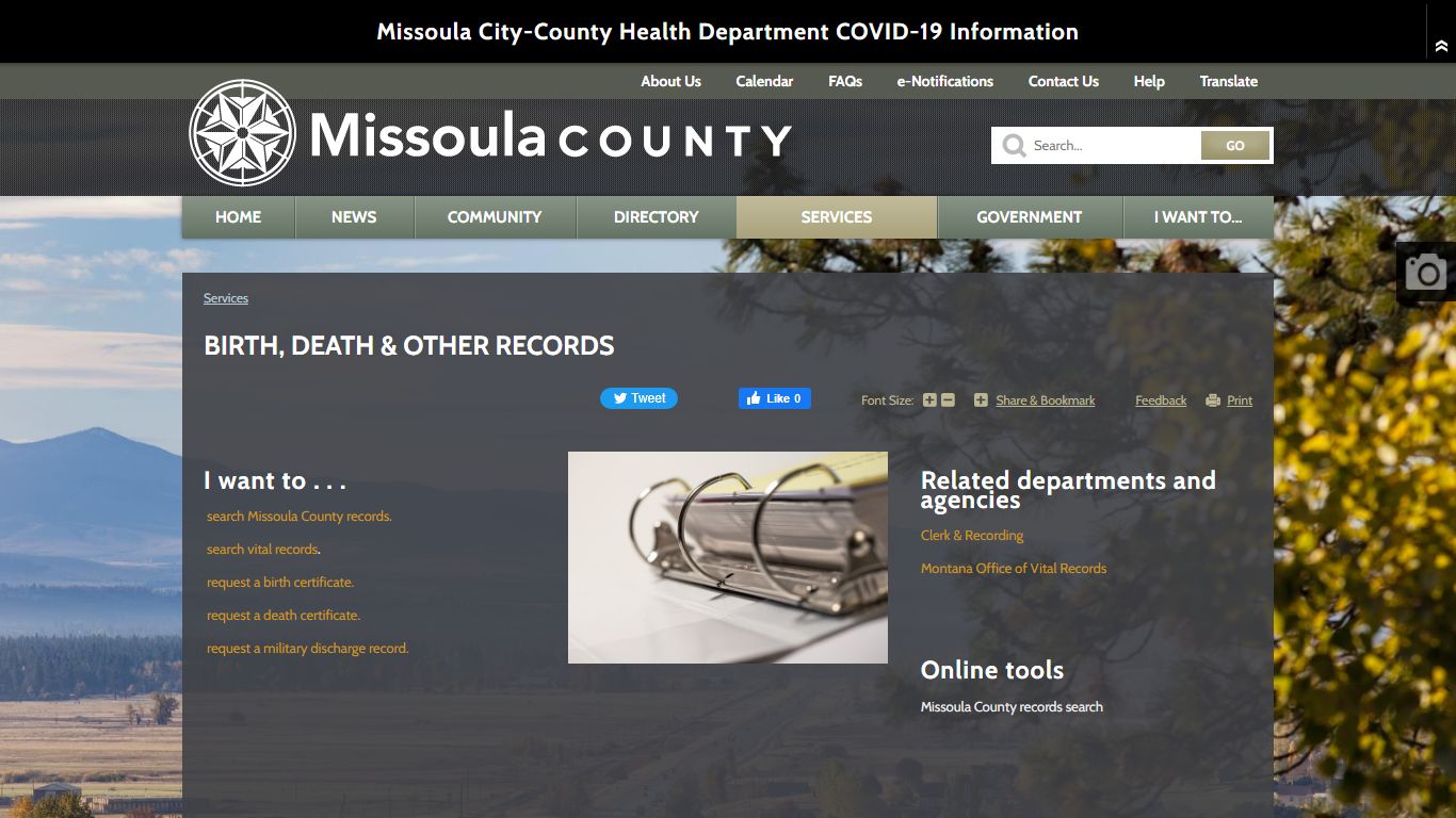 Birth, Death & Other Records | Missoula County, MT